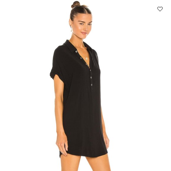 Heirloom Wovens Rolled Short Sleeve Button Down Mini Dress - Picture 2 of 3